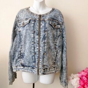 Ashley Stewart Jean Jacket Acid Wash Blue Women's Size 22W